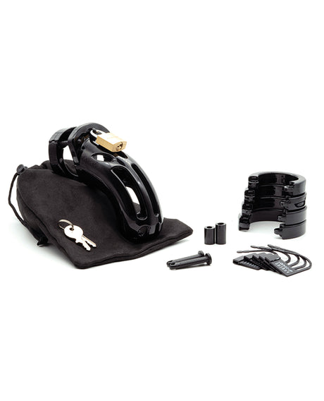 The Curve 3 3/4" Curved Cock Cage & Lock Set - Black by CB-6000