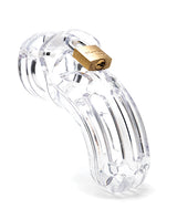 The Curve 3 3/4" Curved Cock Cage & Lock Set - Clear by CB-X