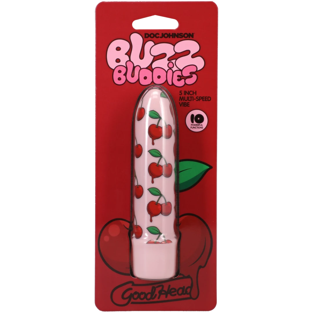 Doc Johnson Goodhead Buzz Buddies 5-Inch Multi-Speed Vibe (Cherries) - DJ1370-02-CD