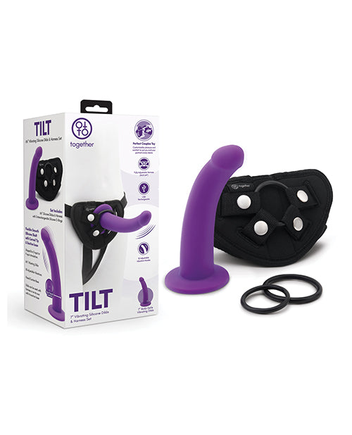 Together Tilt 6.5 Vibrating Silicone Dildo & Harness Set by Together
