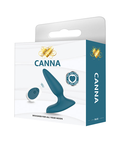 Canna Vibrating Butt Plug w/Remote Control - Blue/Green by The Pleasure Company