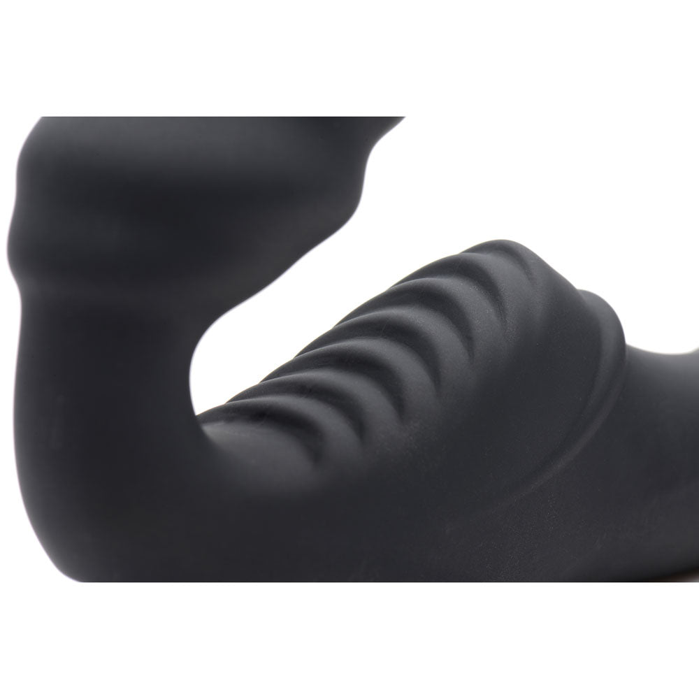 Slim Rider Ribbed Vibrating Silicone Strapless Strap-On by XR Brands