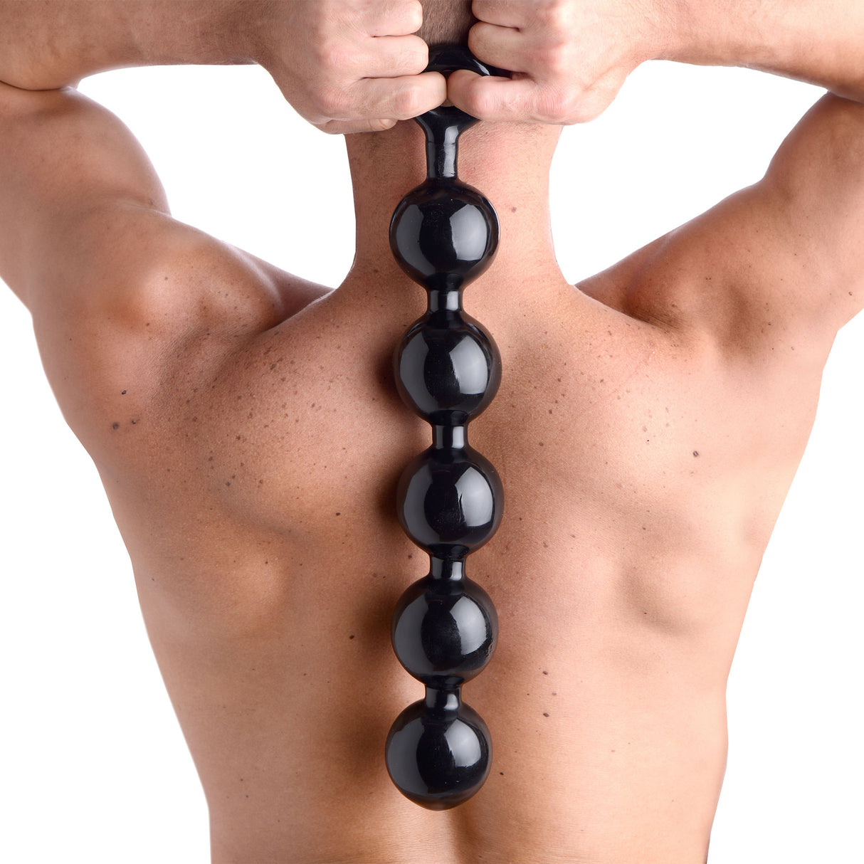 Master Series Baller Anal Beads — Black PVC, 17.5 in - 811847014989