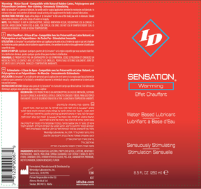 I.D. Lubricants I.D. Sensation Warming Water-Based Lubricant — 8.5 oz - ID-SNS-08