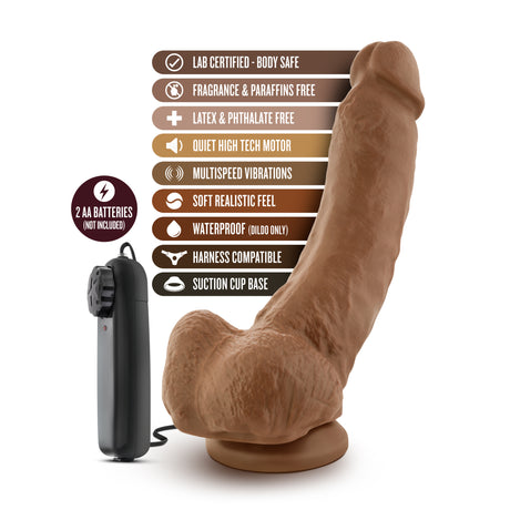 Blush Coverboy The Boxer Vibrating Dildo, 9" Mocha - BL-27467
