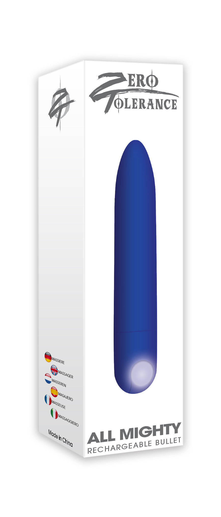 Evolved Novelties Zero Tolerance All Mighty Bullet Vibrator — Rechargeable, Blue - ZE-RS-3022-2