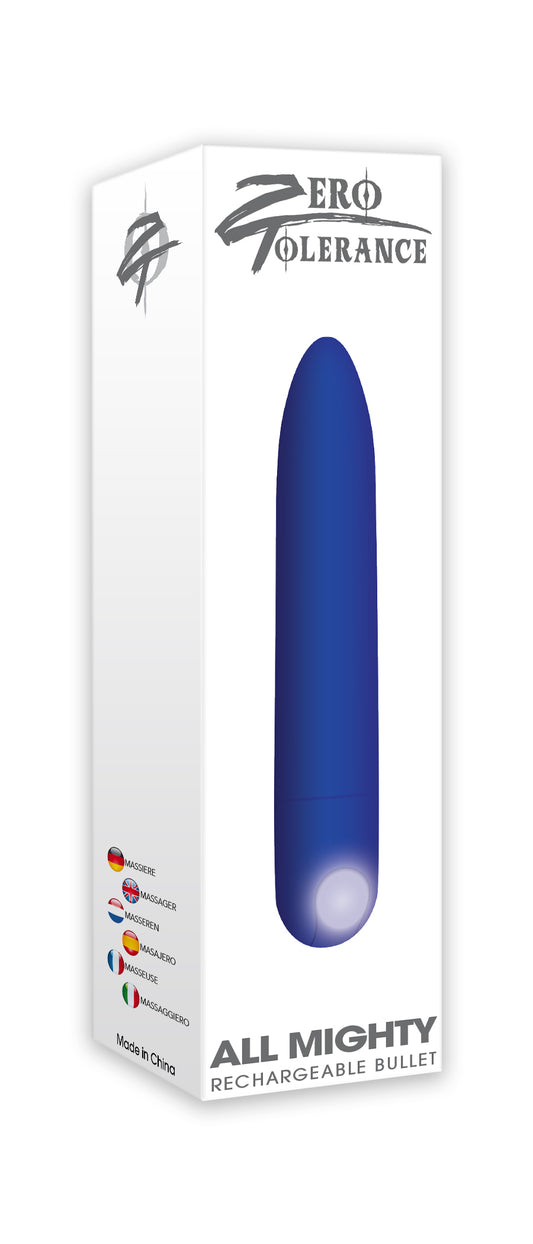 Evolved Novelties Zero Tolerance All Mighty Bullet Vibrator — Rechargeable, Blue - ZE-RS-3022-2