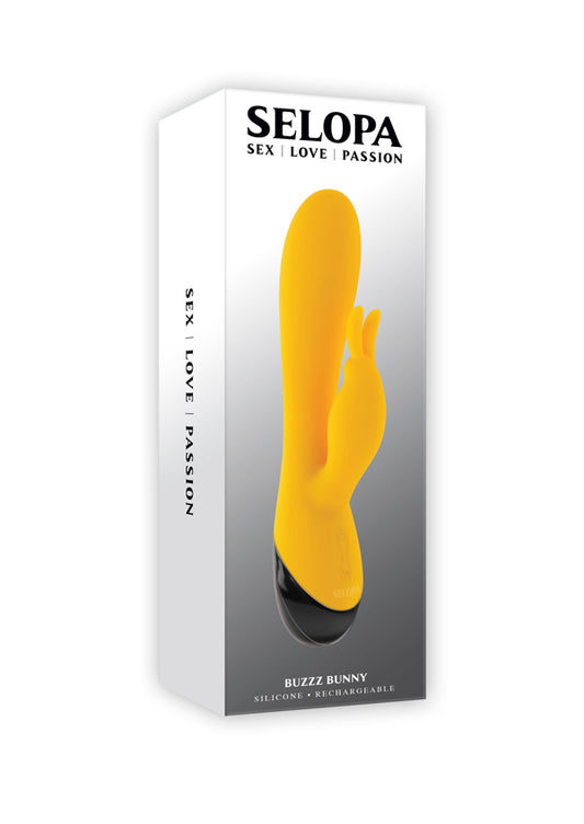 Evolved Novelties Buzzz Bunny Rabbit Vibrator — Yellow, USB Rechargeable - SL-RS-5827-2