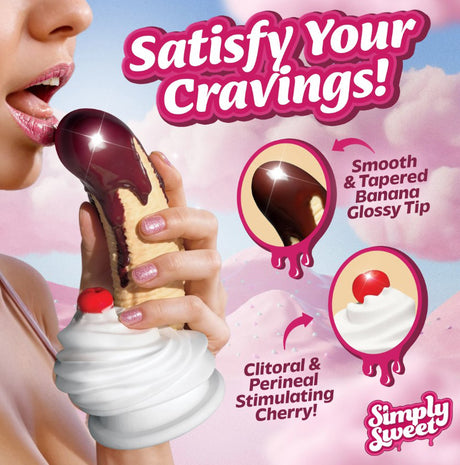 XR Brands Banana Split Chocolate-Dipped Silicone Dildo, 7.4 in - CN1027