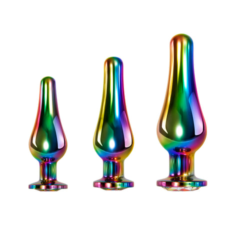 Evolved Novelties Rainbow Metal Anal Plug Set — 3 Sizes - EN-BP-8539-2