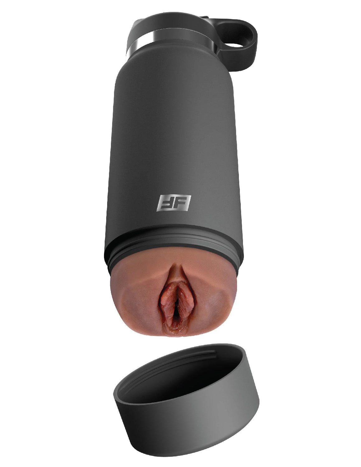 Pipedream Flask Stroker — Grey Bottle with Brown Fanta Flesh Sleeve - PDRD628-29