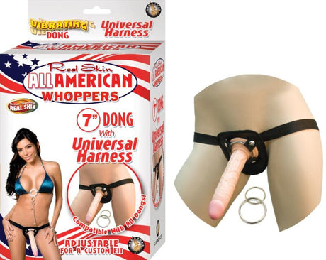 "All American Whoppers 7-Inch Dong With Universal Harness Flesh NW2325-1"