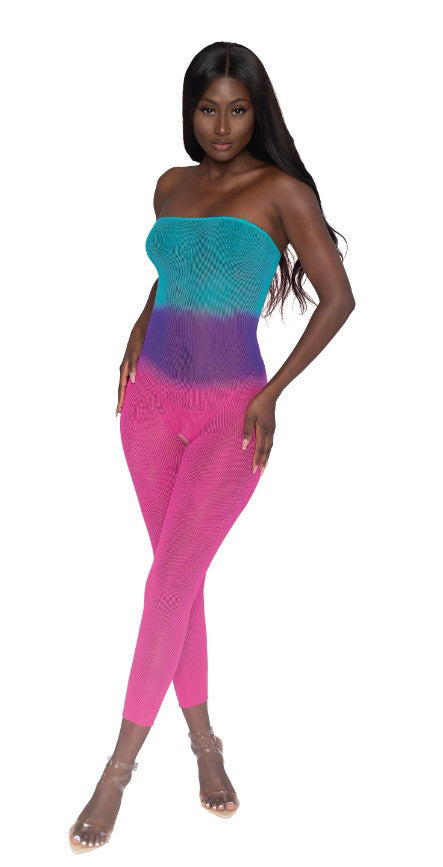 Dreamgirl Seamless Mesh Bodystocking — Neon Rainbow, OS - DG-0406RBOS