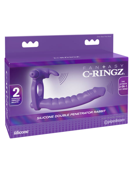 Fantasy C-Ringz Silicone Double Penetrator Rabbit - Purple by Pipedream