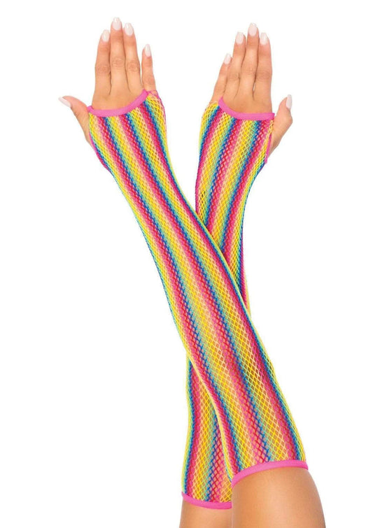Leg Avenue Rainbow Net Fingerless Arm Warmers – One Size, Multicolor - LA-2036MULOS