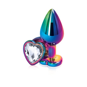 nsnovelties Rear Assets Multicolor Heart Anal Plug — Medium (Clear) - NSN0962-21