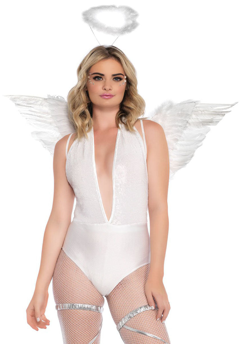 Leg Avenue 2-Piece Angel Accessory Kit — White Wings & Halo - LA-2065WHT