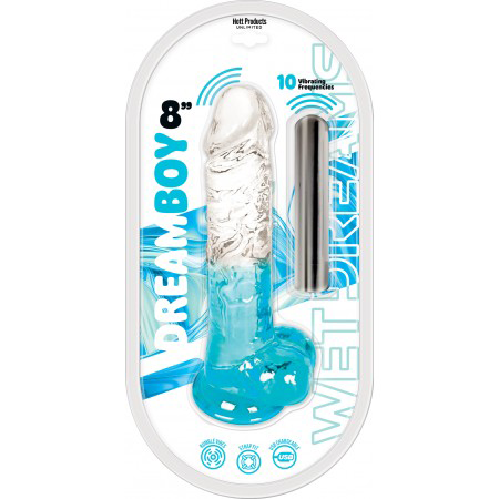Hott Products Dream Boy 8-inch Jelly Vibrator, Clear Aqua - HTP3771