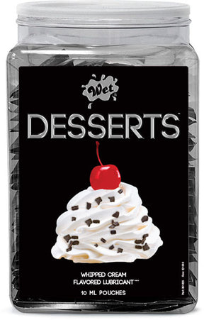 Wet Desserts Whipped Cream Flavored Lubricant Pouches — .33 fl oz, 144 Count - WT23420