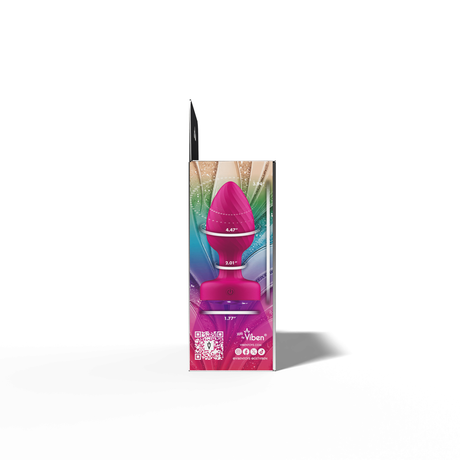 Viben Twila Twirling Light-Up Vibrating Anal Plug with Purple Gem & Pink Heart Remote - VB-CC9159