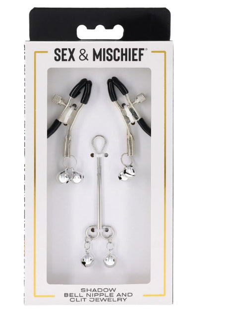 Sportsheets Shadow Bell Nipple and Clit Jewelry, Silver - SS10305