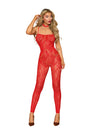 Dreamgirl Red Bodystocking & Harness — One Size (90–160 lbs) - DG-0518RDOS