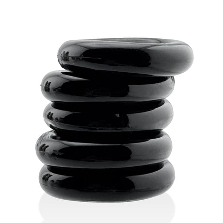 Jacker 5-Stack Five-Pack Tube Super-Strong Cockrings Black
