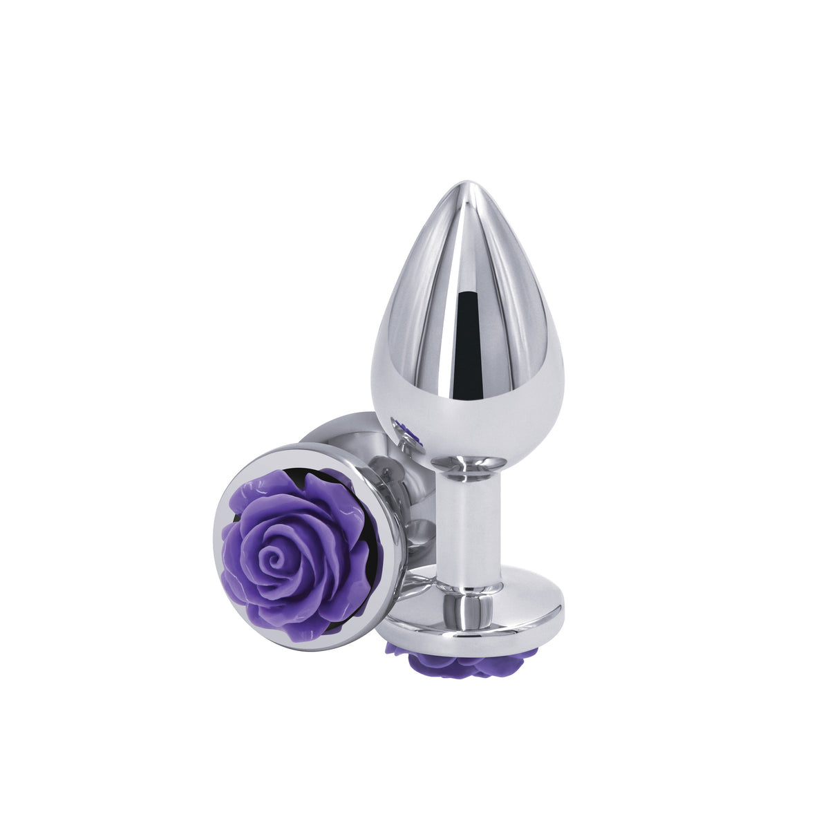 nsnovelties Rear Assets Rose — Medium Purple Aluminum Anal Plug - NSN-0965-25