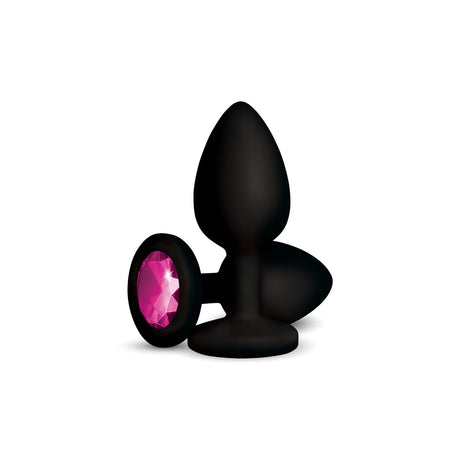 Gemma Pink Gem Black Silicone Plug - Medium