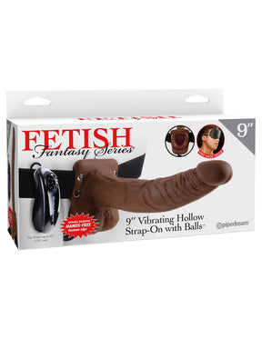 Pipedream 9-Inch Hollow Vibrating Strap-On with Balls, Brown - PD3377-29