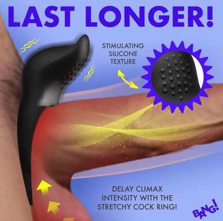 XR Brands Vibrating Silicone Cock Ring — Black, USB Rechargeable - BNG-AH884