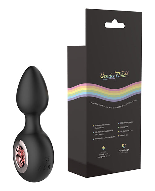 Gender Fluid Tremor Ring Anal Plug Vibe — Black, 5"