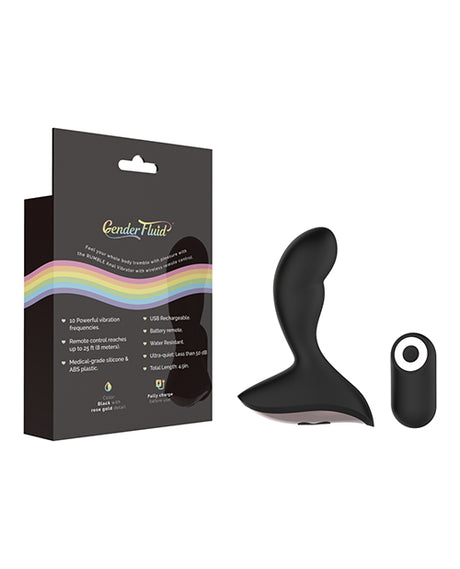 Gender Fluid Rumble Anal Vibe with Remote — Black, USB Rechargeable
