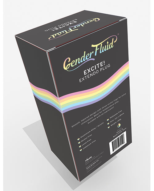 Gender Fluid Excite! Extendo Anal Plug, Tapered — Silver