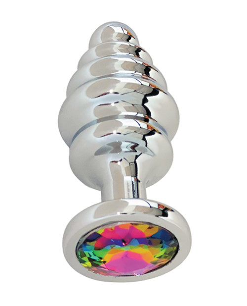 Gender Fluid Excite! Tapered Ribbed Anal Plug — Silver