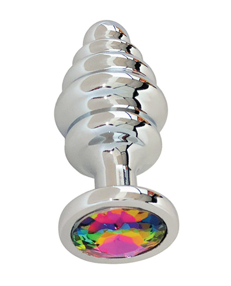 Gender Fluid Excite! Tapered Ribbed Anal Plug — Silver