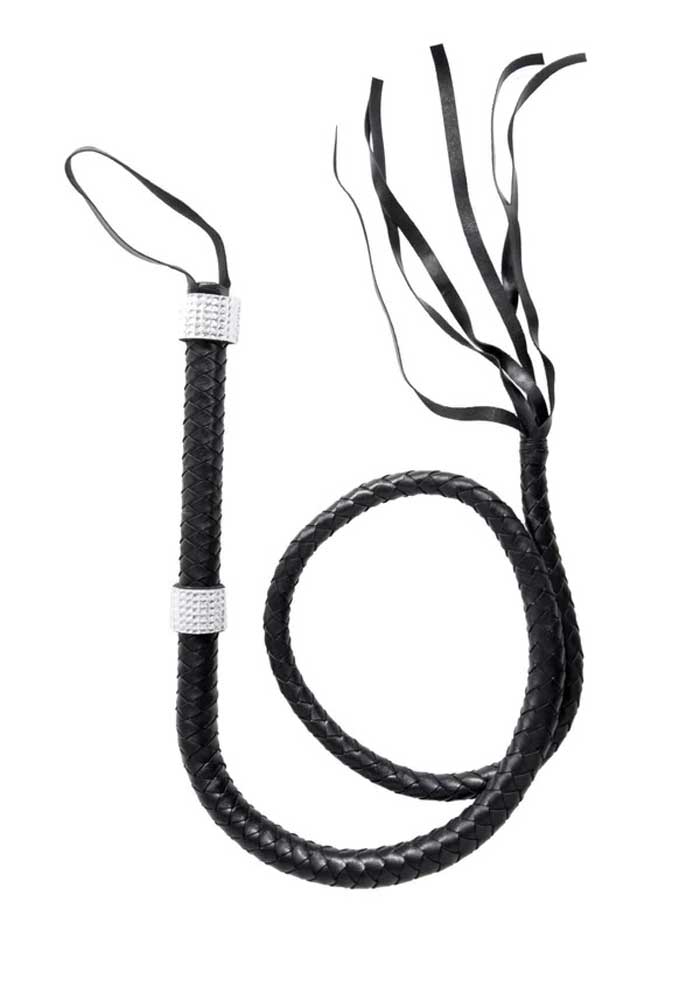 Rhinestone Handle Whip - Black by Leg Avenue