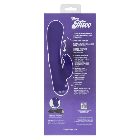 CalExotics Extra Thicc Chubby Deep-Thrust Bunny Vibrator — Purple, 9 in - SE0650803