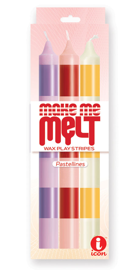 Icon Brands Make Me Melt Warm Drip Candles — 3-Pack Pastelline Stripes - IC2328