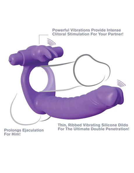 Fantasy C-Ringz Silicone Double Penetrator Rabbit - Purple by Pipedream