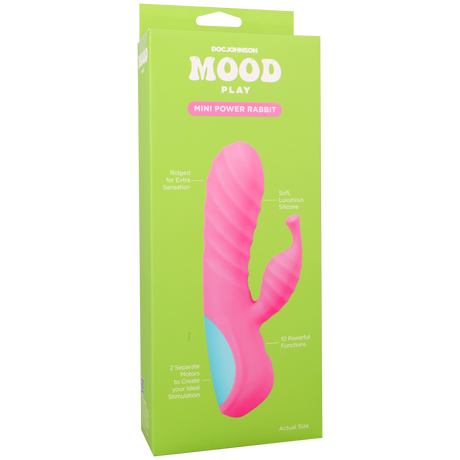 Doc Johnson Mood Play Mini Power Rabbit Vibrator — Pink, 6.5 in - DJ1472-08-BX