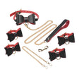 XR Brands Goth Bondage Set — Faux Leather Collar, Leash & Cuffs - MS-AH824