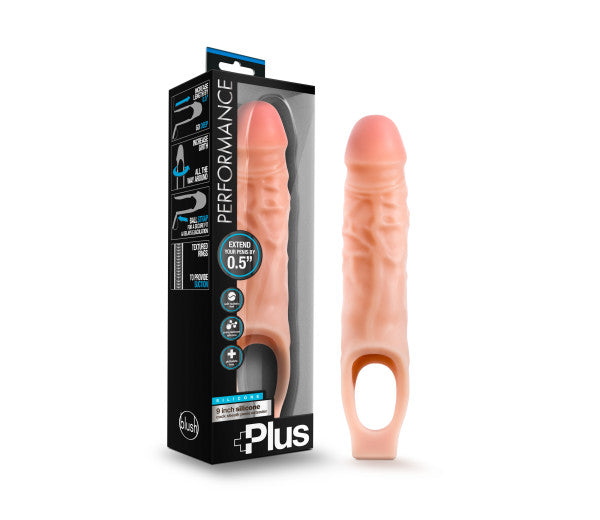 Performance Plus - 9 Inch Silicone Cock Sheath Penis Extender - Vanilla by Blush