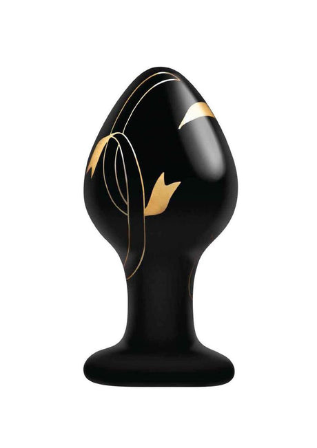 XGEN Secret Kisses 3.5 Inch Handblown Glass Anal Plug - Black - SK-3001