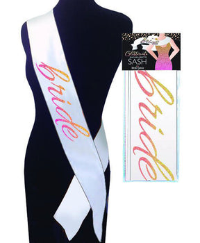 Little Genie Glitterati Bride Sash — White, 68 in (172.72 cm) - LG-NVC106