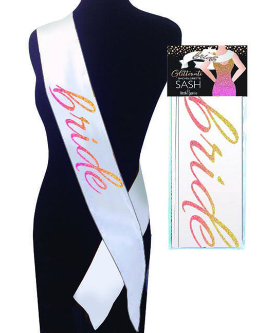 Little Genie Glitterati Bride Sash — White, 68 in (172.72 cm) - LG-NVC106