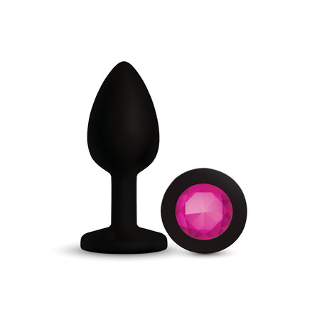 Gemma Pink Gem Black Silicone Plug - Medium