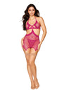 Dreamgirl Garter Slip & G-String Set — One Size, Beet - DG-13275BETOS