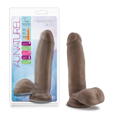Blush Au Naturel 7 Inch Sensa Feel Dildo, Chocolate - BL-36416