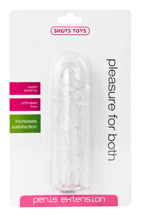 Shots Realistic Penis Extension — Transparent Silicone, 35 mm - SH-SHT118TRA